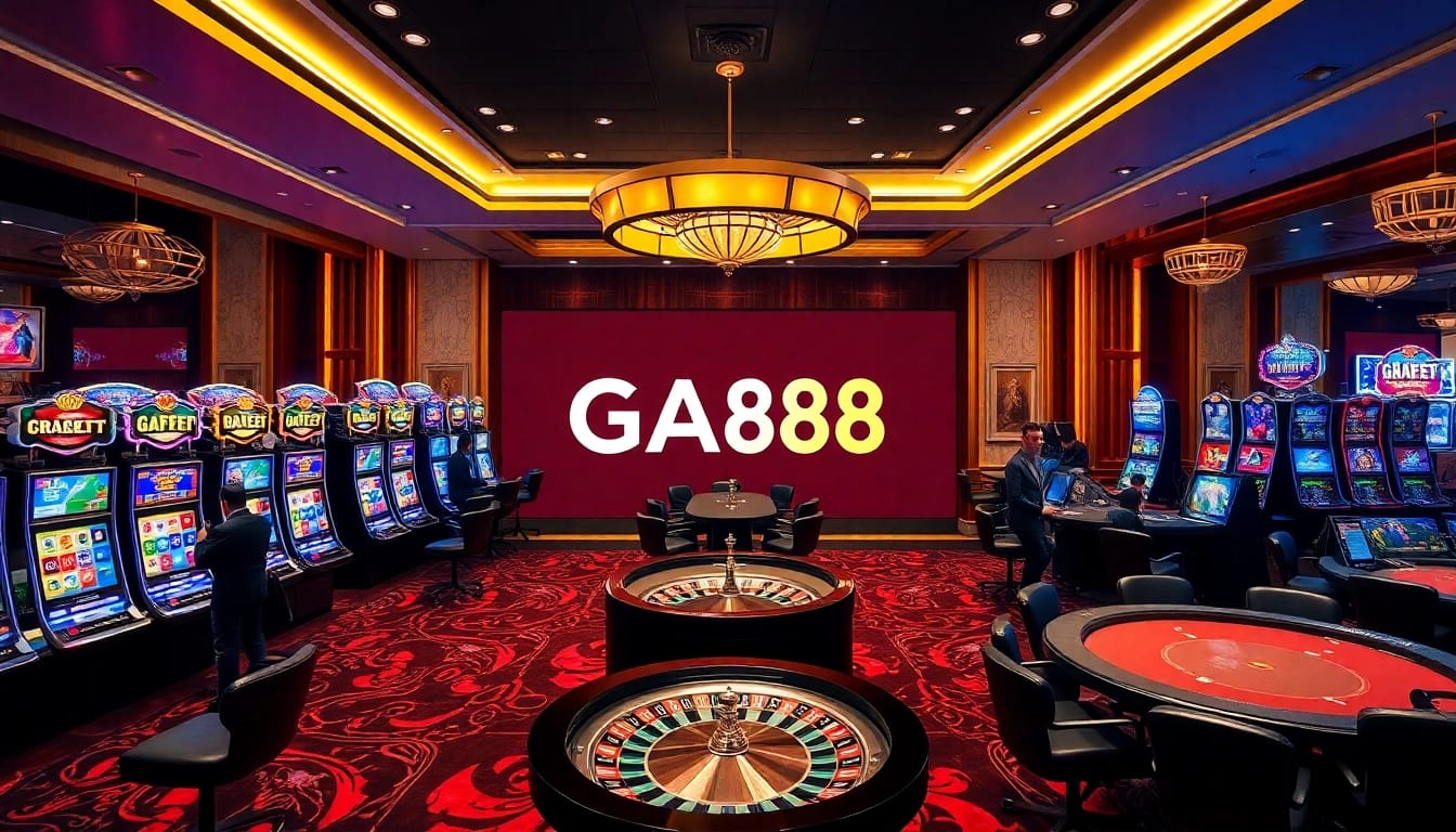 Experience the excitement of GA888 with vibrant slot machines and poker tables.