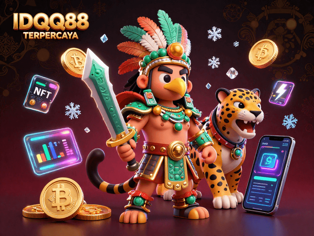 Engage with IDQQ88 TERPERCAYA for thrilling casino experiences featuring vibrant characters and crypto elements.
