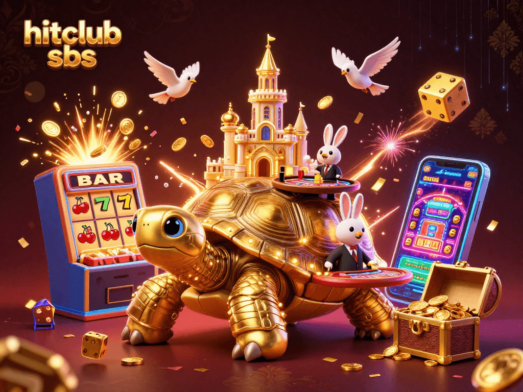 Engage with hitclub sbs as golden tortoise and rabbit dealer host a vibrant casino scene bursting with excitement.