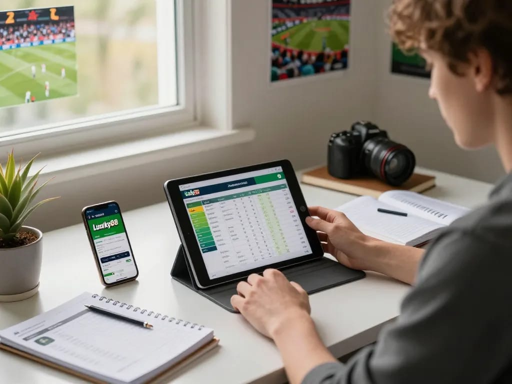 Placing strategic bets on the Lucky88 app, engaging in thorough sports analysis in a comfortable home setting