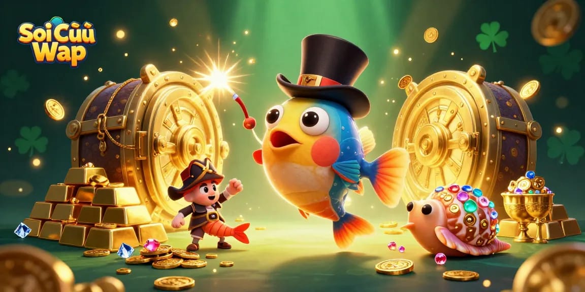 Soi Cầu Wap showcases an engaging 3D underwater scene with treasures illuminating the ocean floor.