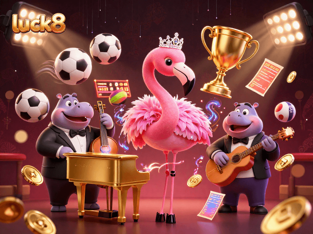 Experience exciting gameplay at luck8 with vibrant 3D casino characters and dynamic sports elements.
