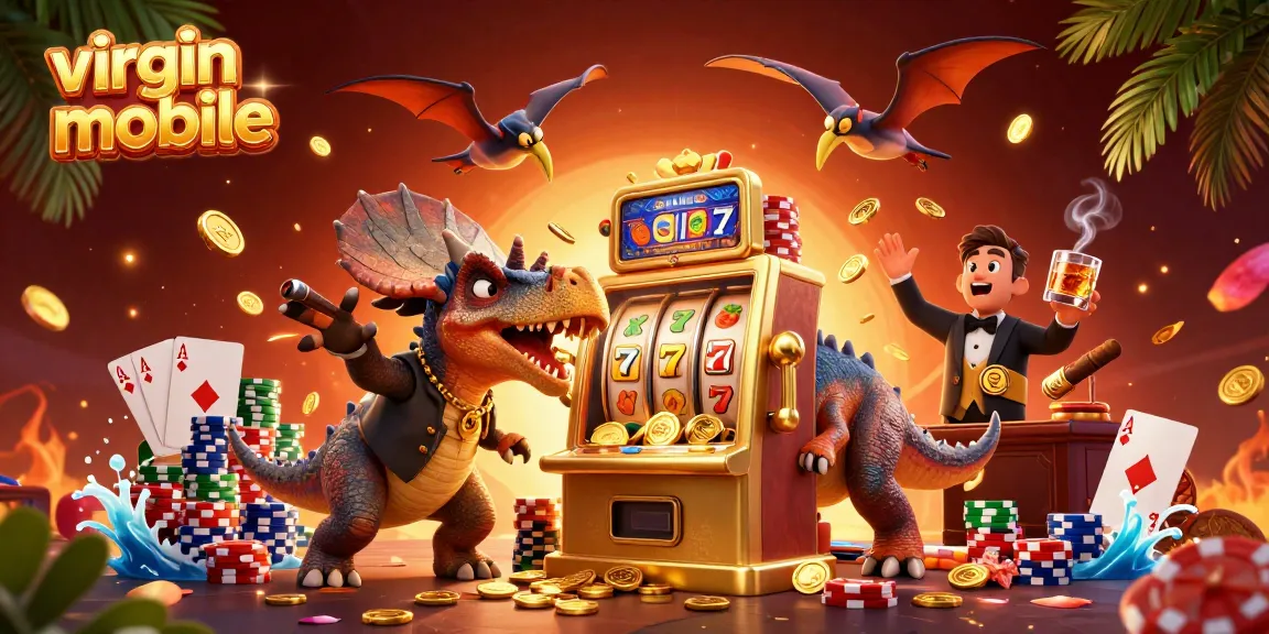 Experience explosive wins with virgin-mobile as characters interact in a vibrant casino atmosphere.