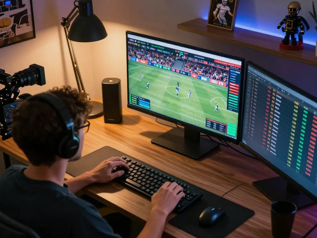 Strategic betting engagement on 789betcom with live sports displays and modern setup.