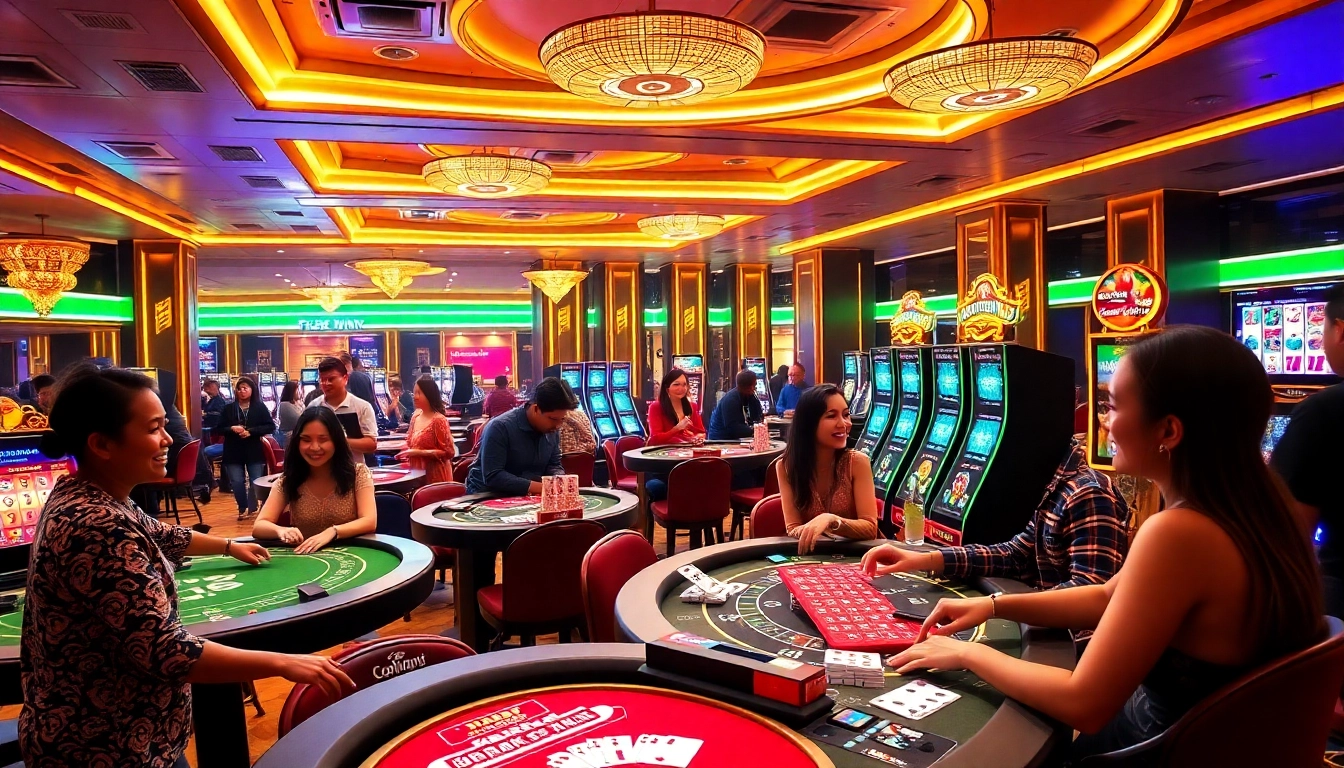 Exciting gaming experience at 98win featuring diverse players engaging in casino games.