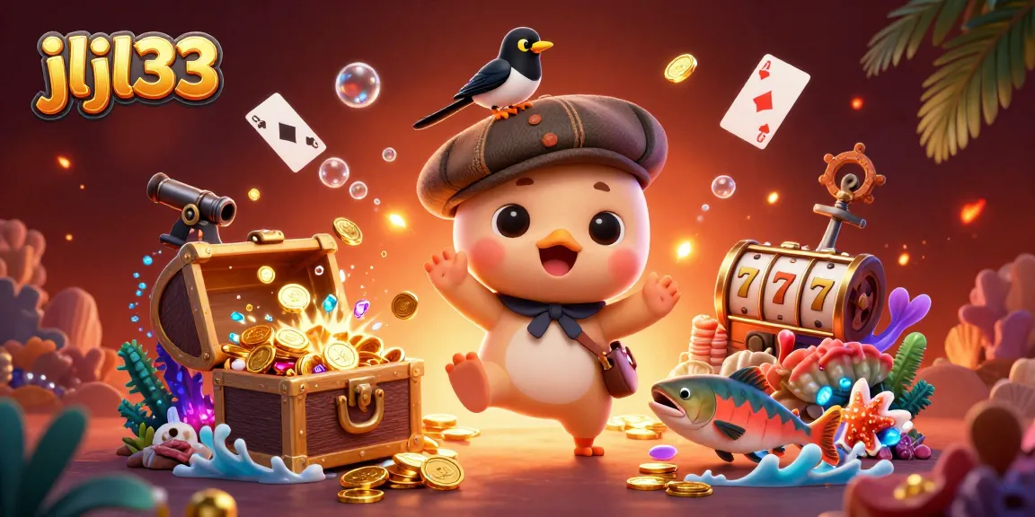 Experience thrilling wins with jljl33 in this vibrant 3D casino scene featuring playful casino elements.