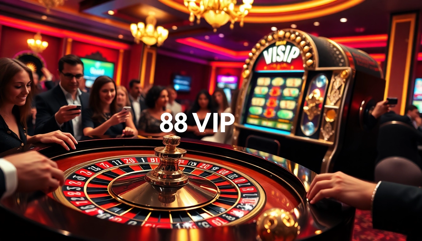 Players enjoy high stakes at a luxurious 68VIP casino table with chips and cards.