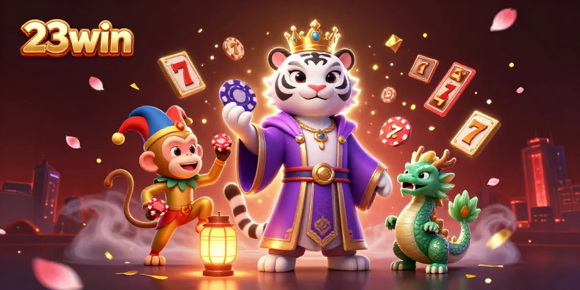 Experience thrilling gameplay with 23win as a jovial monkey juggles poker chips alongside a majestic tiger.