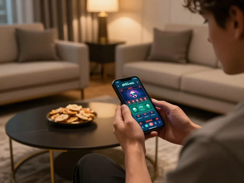 Engaging with the live casino experience on ph22.net.ph through a smartphone app.