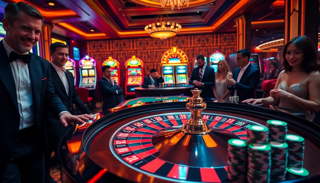 Exciting gambling action at a roulette table with vibrant atmosphere, showcasing luck8.jpn.com experience.