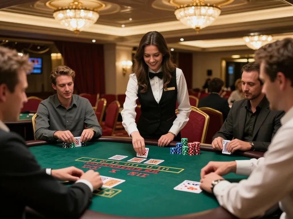 Players strategizing in blackjack at 98win's elegant casino table