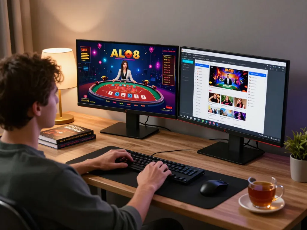 Engaging gameplay at trang chủ alo8 with a player focused on live dealer blackjack and sports betting.
