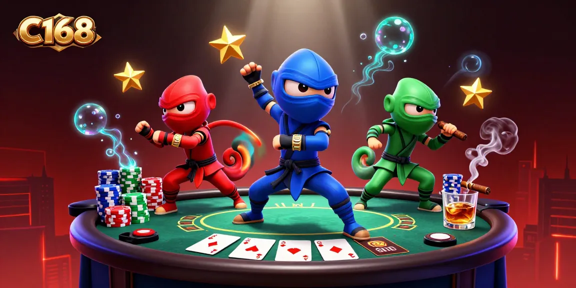 Win big with C168 at an exciting poker showdown featuring ninja chameleons.