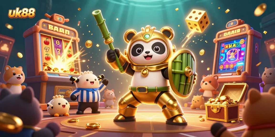 Experience the thrill of casino games with uk88's vibrant illustration showcasing a dynamic gaming scene.