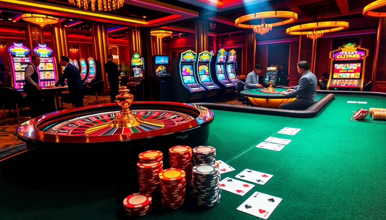 Engage in a thrilling gaming experience at DA88 casino with vibrant tables and luxury poker chips.