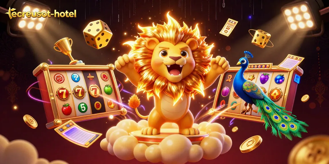 Experience thrilling gaming action with lecreusot-hotel's vibrant 3D illustration showcasing dynamic slot gameplay.