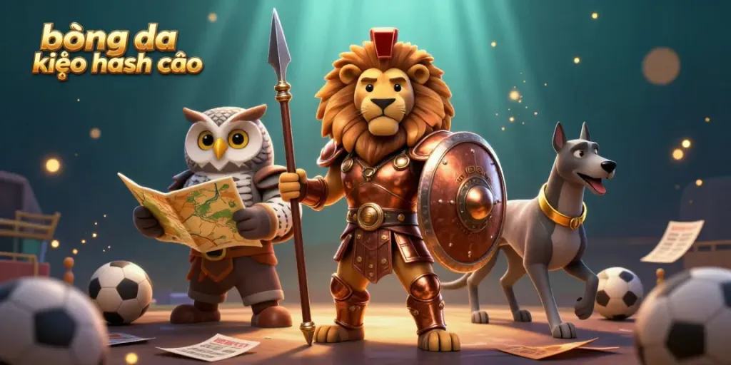 Experience exhilarating sports betting with the vibrant illustration of bóng đá kèo nhà cái featuring dynamic characters.