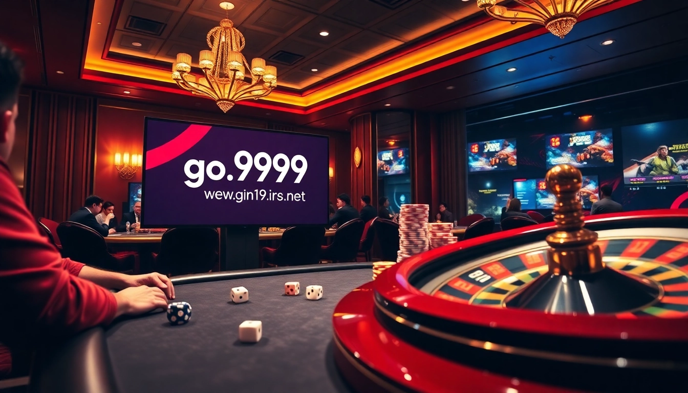 Players enjoying poker and online betting at go999.in.net in a luxurious casino atmosphere.