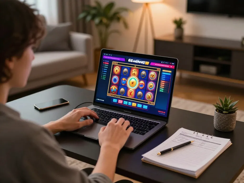 Pemain menikmati permainan slot yang mengasyikkan di platform 66menang dalam suasana rumah yang nyaman