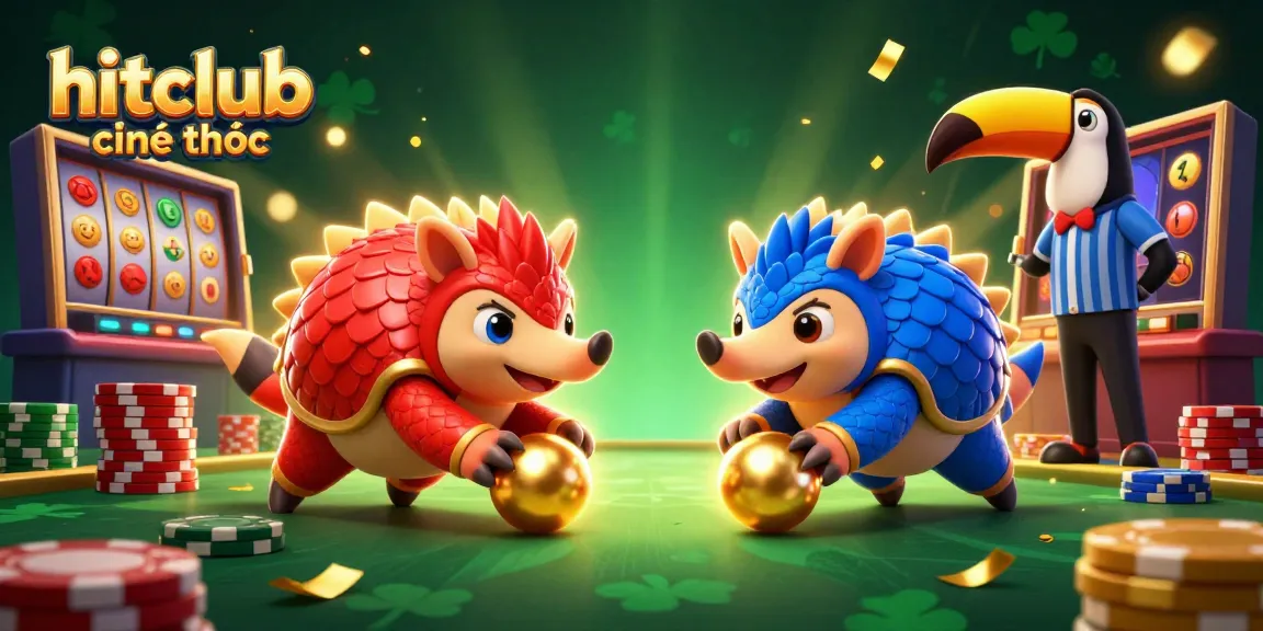 Experience thrilling moments with hitclub chính thức as pangolins bowl across poker chips in a vibrant casino setting.