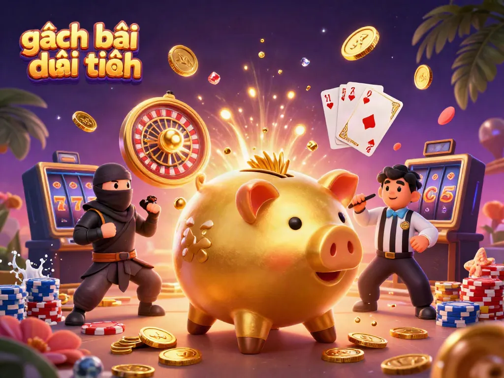 Experience game đánh bài đổi thưởng magic with vibrant characters, golden coins, and thrilling casino elements.
