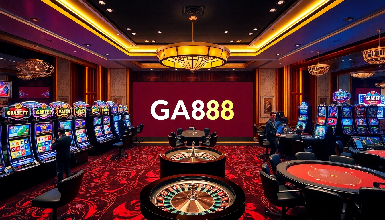 Experience the excitement of GA888 with vibrant slot machines and poker tables.