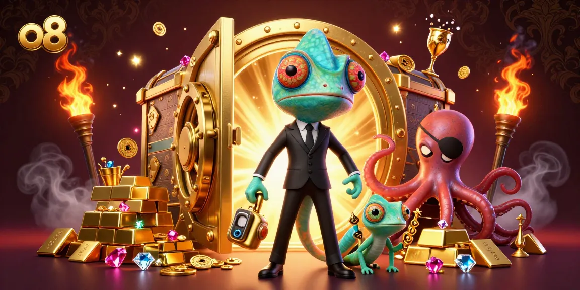 Experience thrilling action in o8’s vibrant casino world with colorful characters and dazzling treasures.