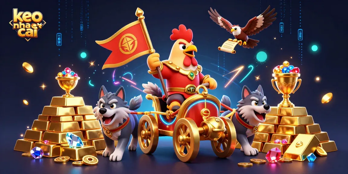 Engage with keo nha cai while exploring a treasure-filled scene featuring a warlord and golden riches.