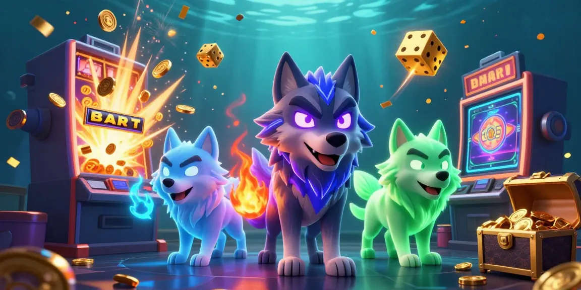 Experience the excitement of TN88 as glowing wolves lead the charge in a vibrant casino scene filled with jackpots and games.