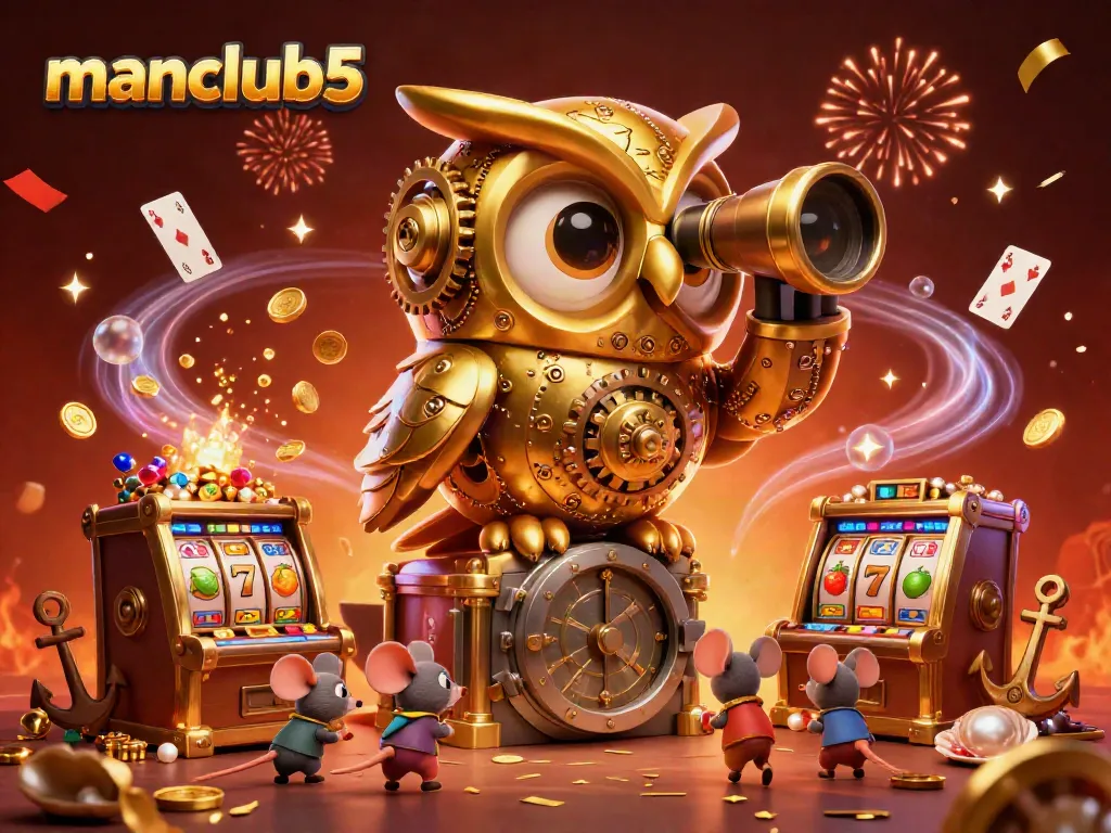 Experience the excitement of manclub5 with a vibrant casino scene packed with gold coins and thrilling games.