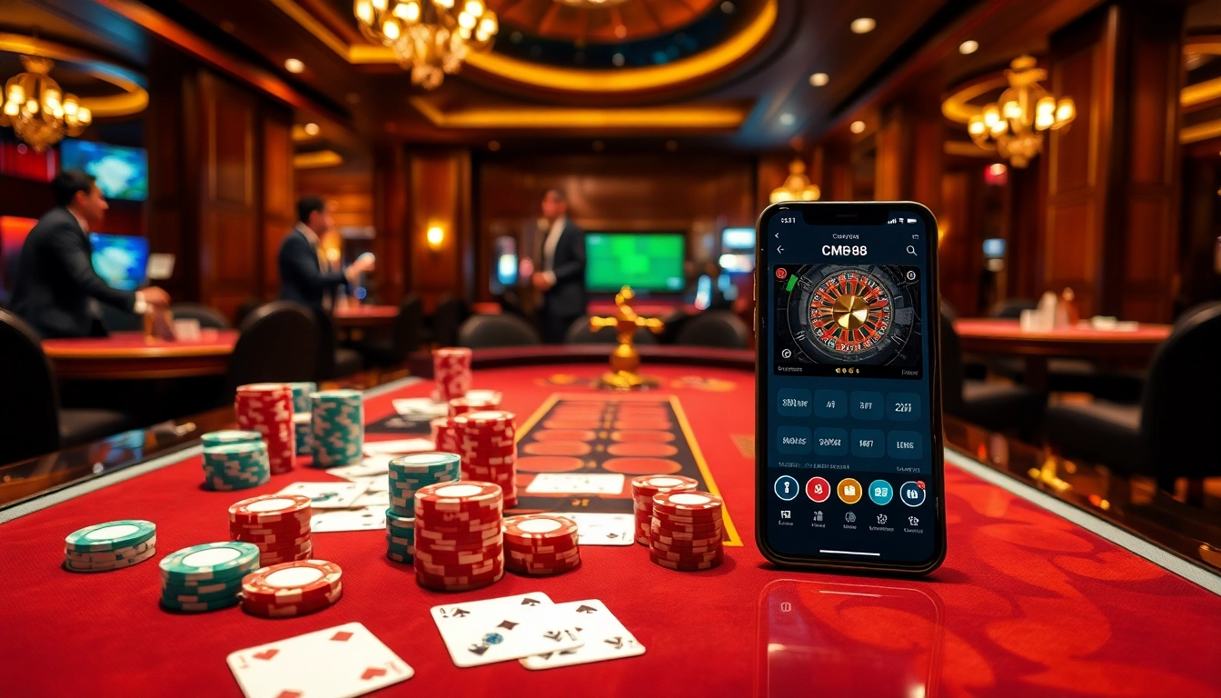 Experience high-stakes excitement at CM88's poker table with vibrant chips and elegant gameplay.