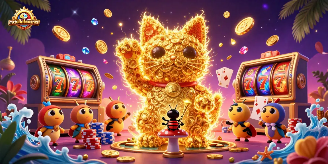 Experience the exciting magic of luck with michellebruckner as a lucky cat and diverse casino symbols come to life!