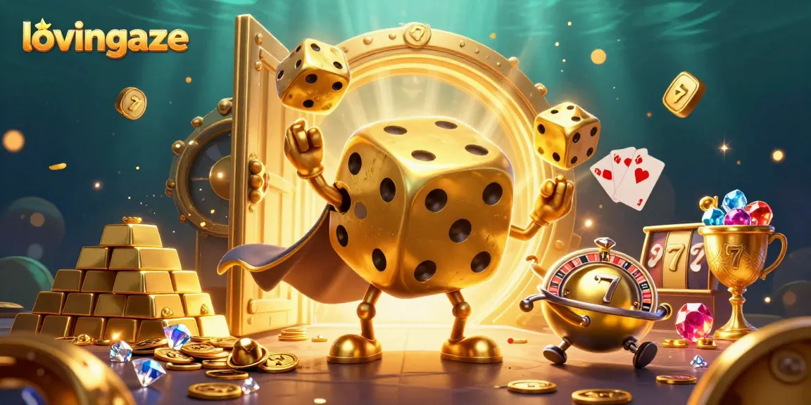 Experience thrilling gameplay at lovingaze with golden dice and jackpot elements in a vibrant casino scene.