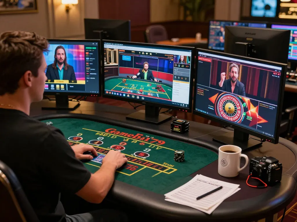 Engaging with live dealer games on gamebai79 from a cozy and stylish home office setup.