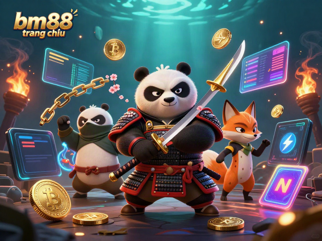 Experience excitement at bm88 trang chủ with vibrant samurai pandas and gold coins!