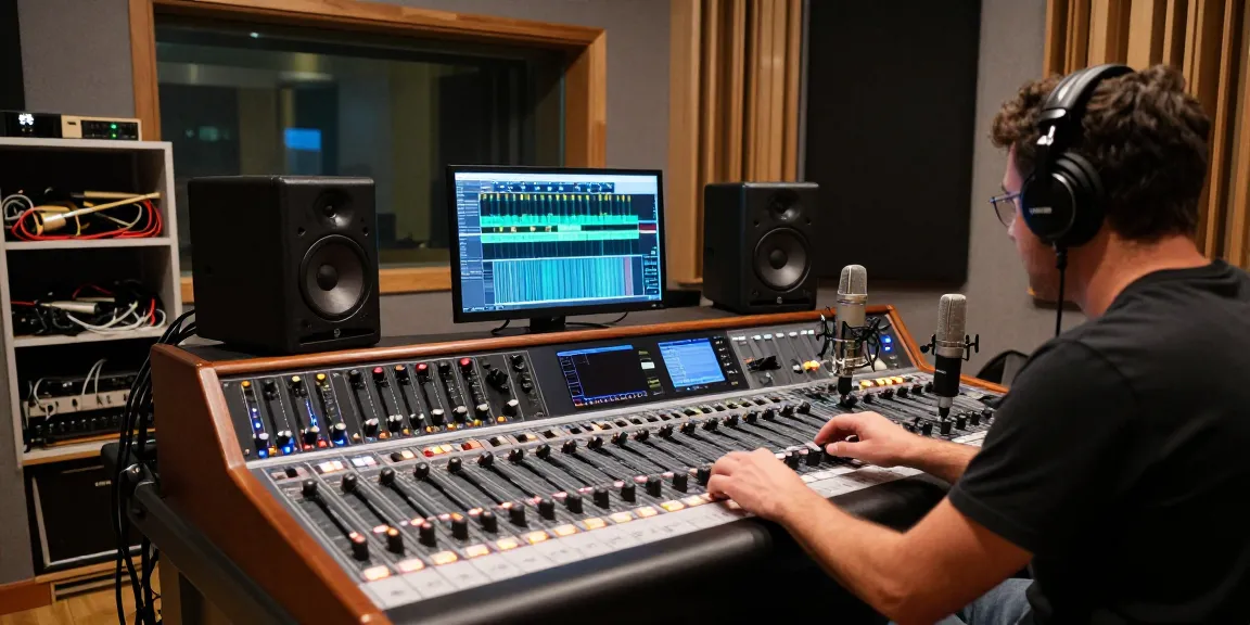 Sound engineer using the DA88 in a professional recording studio environment