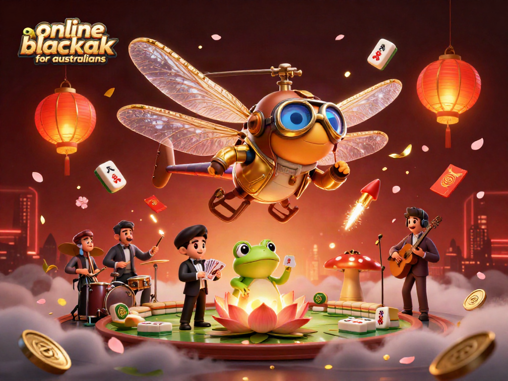 Engage with online blackjack for australians in a vibrant, playful casino scene with unique characters