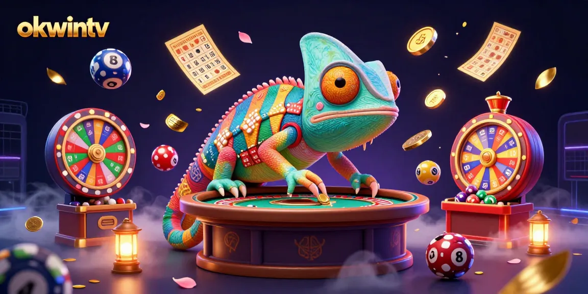 Experience thrilling gameplay with okwintv as the chameleon casino owner boosts excitement with golden coins and lottery balls.