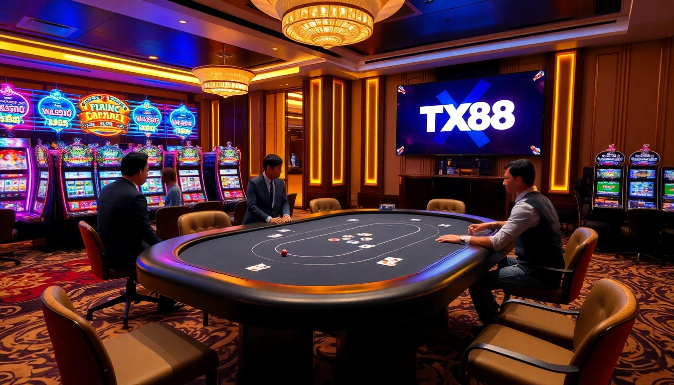 Experience the thrill of gaming at TX88 casino with vibrant tables and engaging atmosphere.