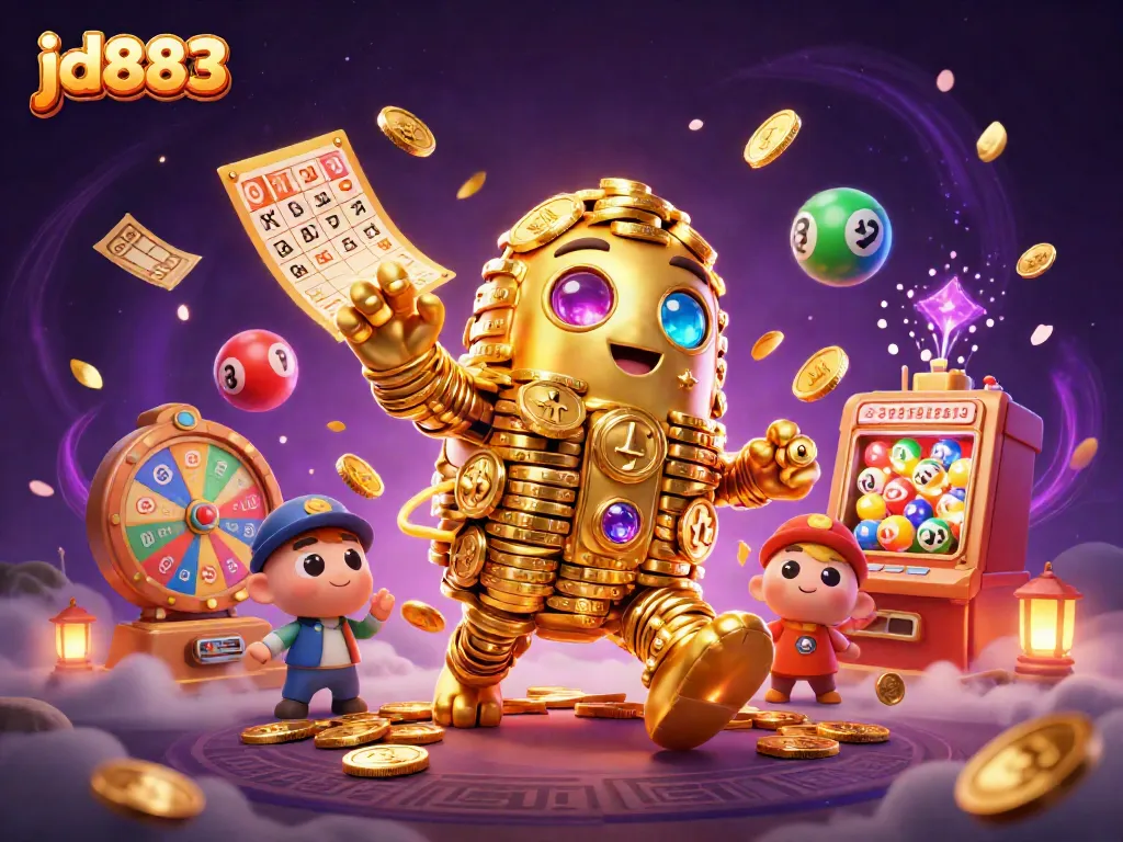 Experience vivid gaming action with jd883's dynamic 3D casino elements and enchanting golden golem.
