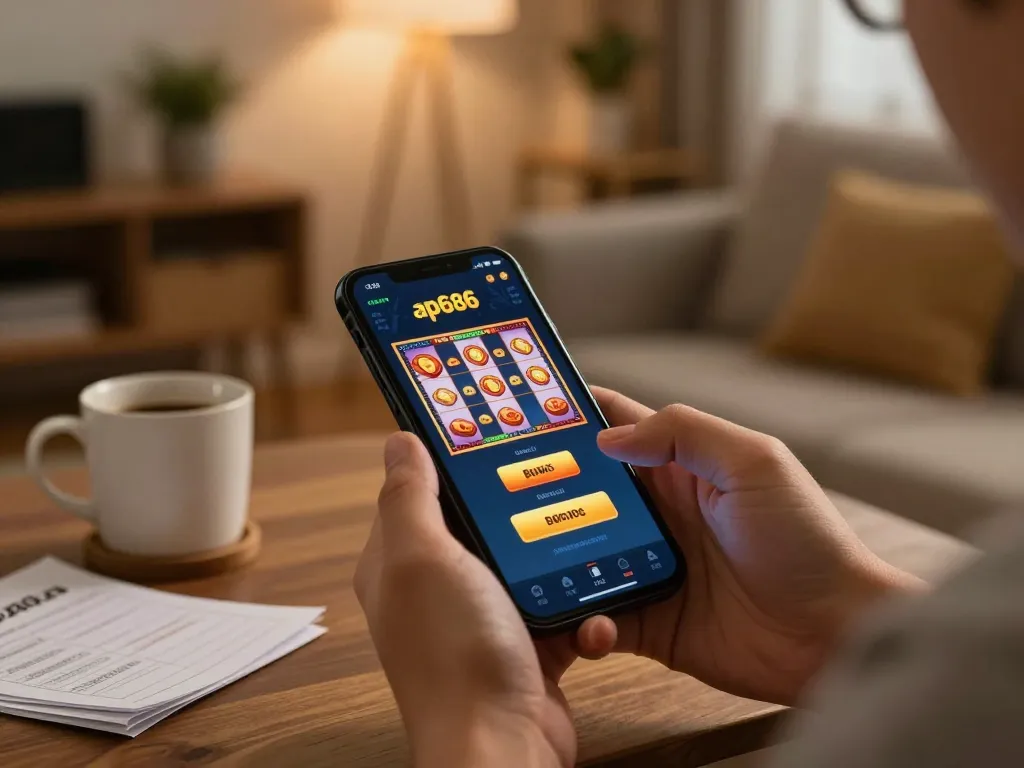 Pengguna yang terlibat menikmati aplikasi kasino ap686 sambil melacak strategi permainan di rumah