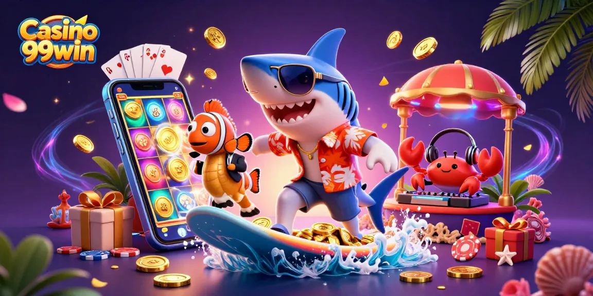 Catch winning moments at Casino 99win with vibrant 3D characters celebrating gambling.
