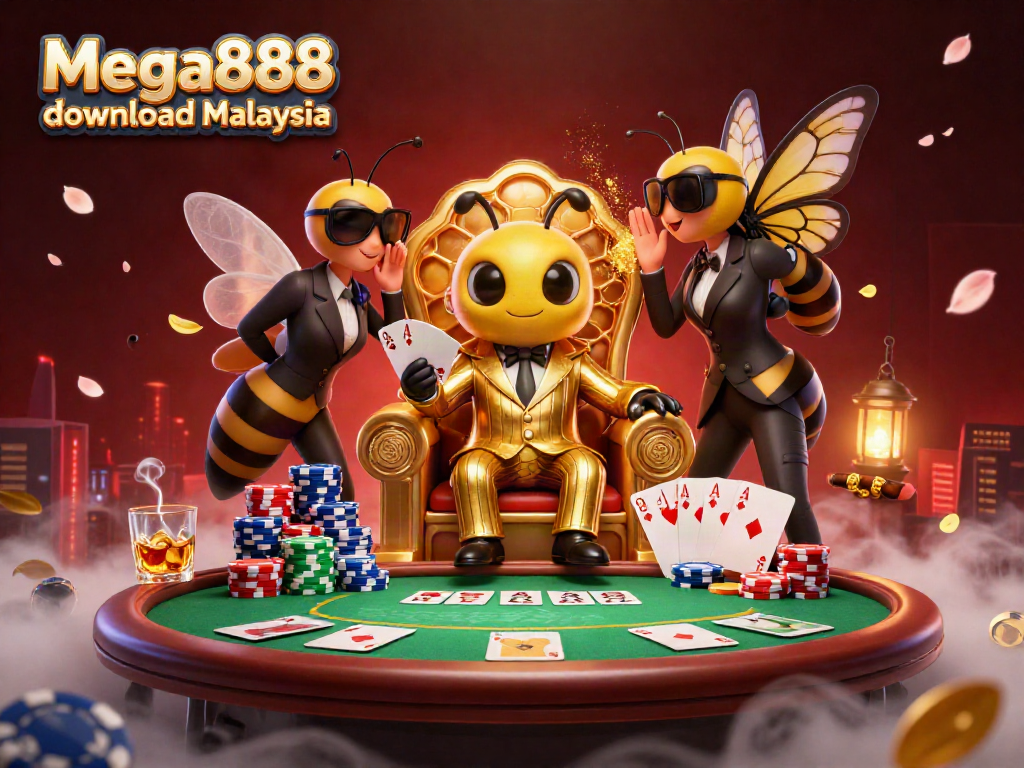 Experience Mega888 download Malaysia with vibrant gaming elements and characters in a colorful 3D illustration.