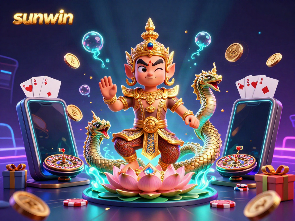 Engage with sunwin's vibrant gaming experience featuring a guardian and dynamic casino elements.