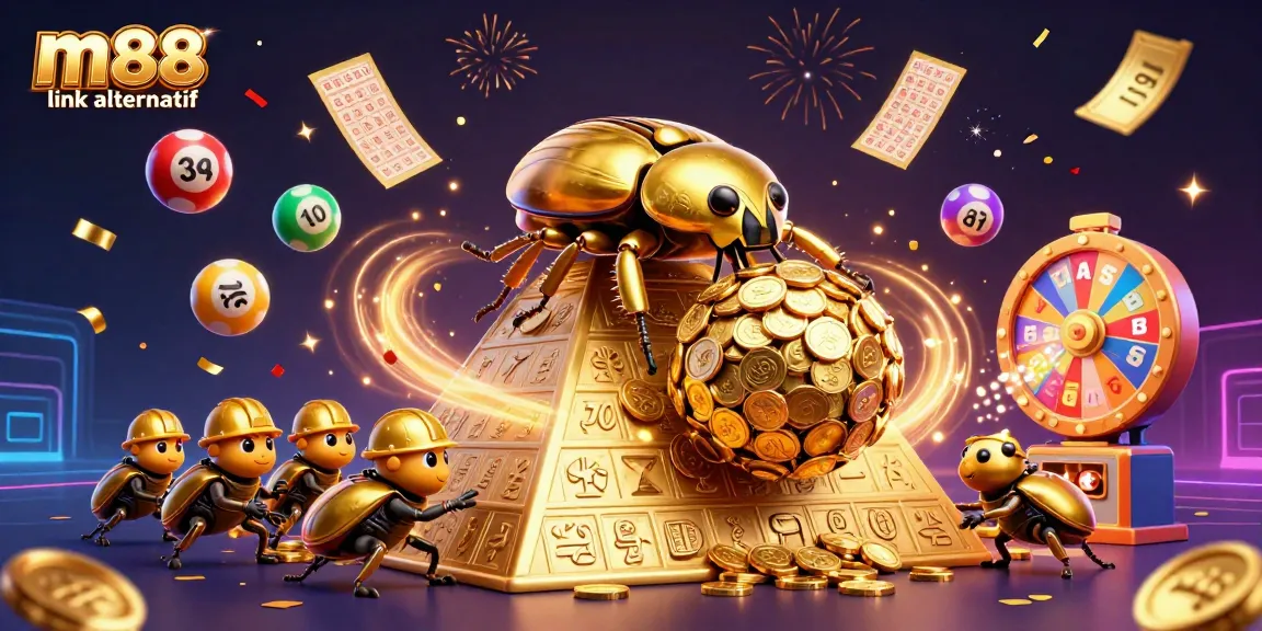 Engage with dynamic m88 link alternatif lottery action amidst vibrant casino-themed celebration.