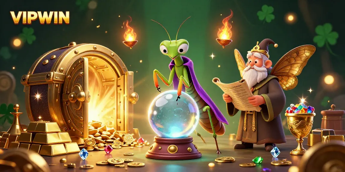Experience the magical world of VIPWIN with fortune tellers and treasures in a vibrant casino setting.