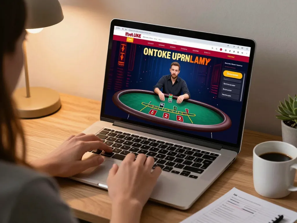 Engaging with sc88 online blackjack game on a laptop, showcasing dynamic betting strategies.