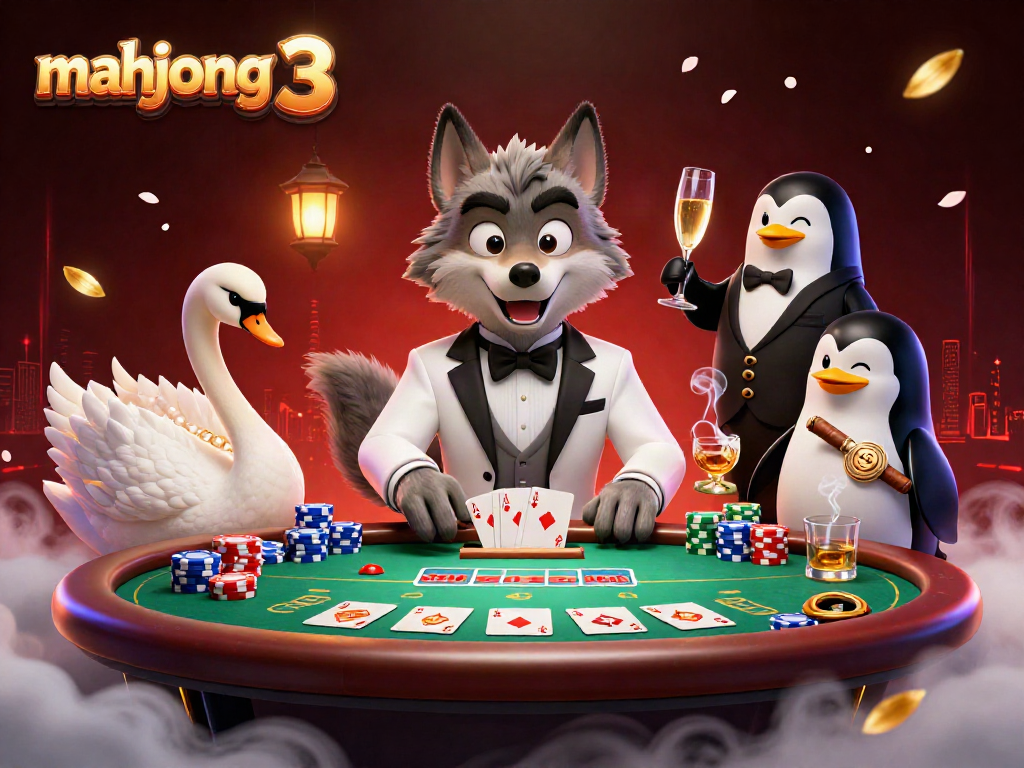 Engage in the thrilling mahjong 3 game with vibrant characters and immersive casino atmosphere.