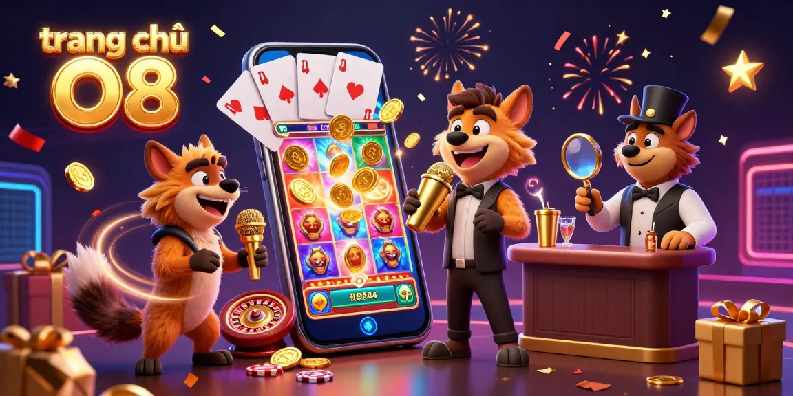 Experience the vibrant scene at trang chủ O8 with hyenas delighting in a lively casino atmosphere, featuring engaging comedy and games.
