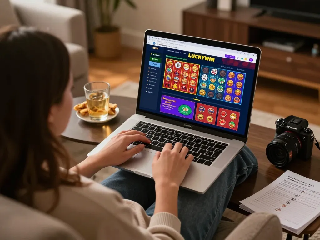 Enjoying a vibrant online gaming session at Luckywin with colorful games on display.